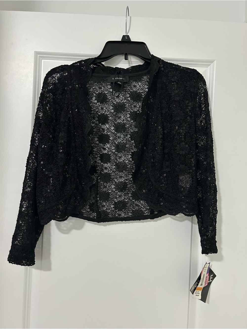 New R & M Richard’s Lace Sequin Bolero Jacket/Cover Size S